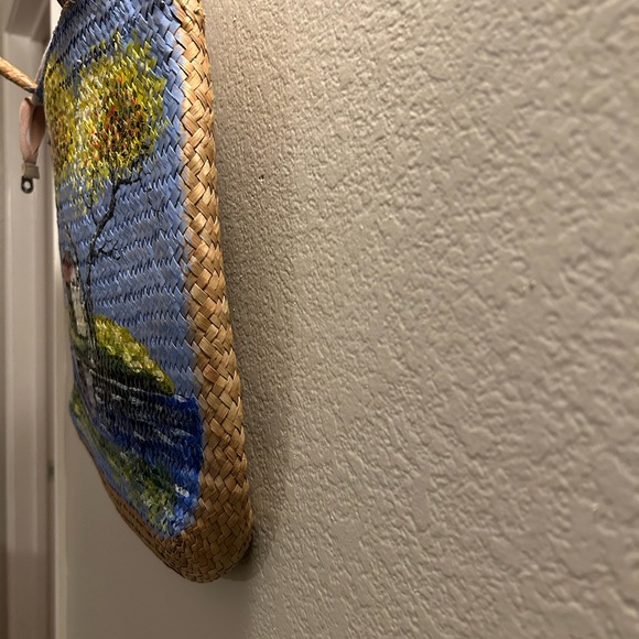 SG Saigon Handi Craft straw purse hand painted. Zipper - Picture 5 of 11